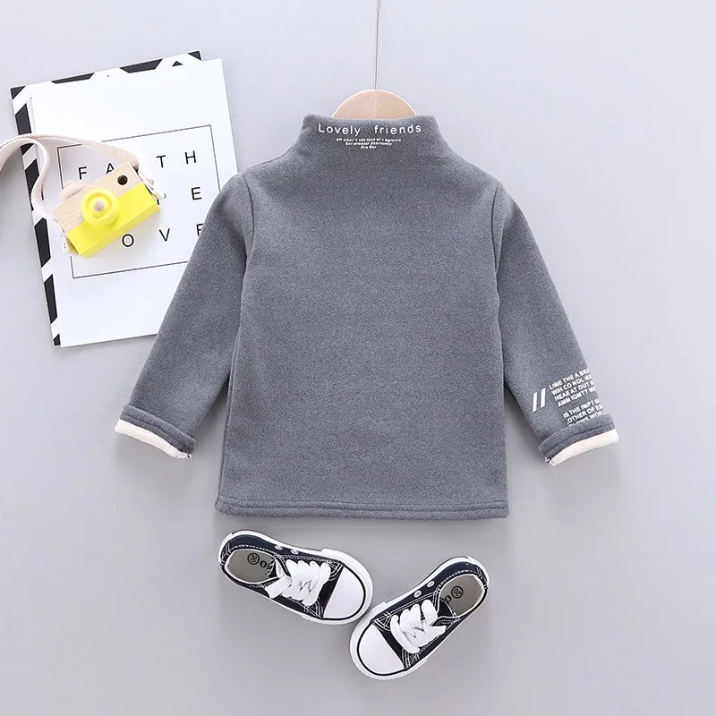 Toddler Boys Girls Sweatshirts Warm Autumn Winter Coat Sweater Baby Kids Long Sleeve Letter Print Tops for Children Clothes 2021