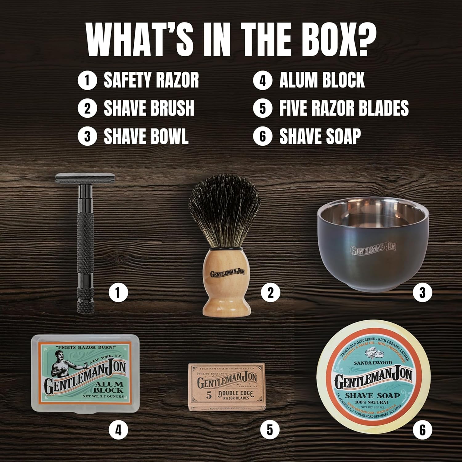 Safety Razor Shaving Kit | Vintage Wet Shave Grooming Set for Men - Includes: Safety Razor, Hair Shaving Brush, Alum Block, Shave Soap, Bowl & Double Edge Razor Blades