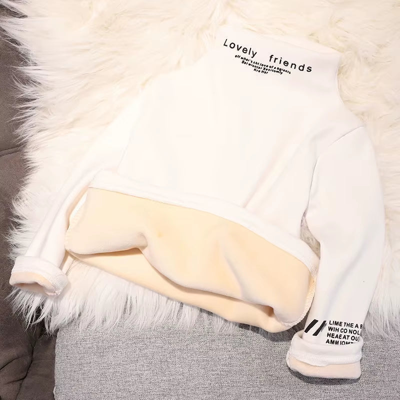 Toddler Boys Girls Sweatshirts Warm Autumn Winter Coat Sweater Baby Kids Long Sleeve Letter Print Tops for Children Clothes 2021