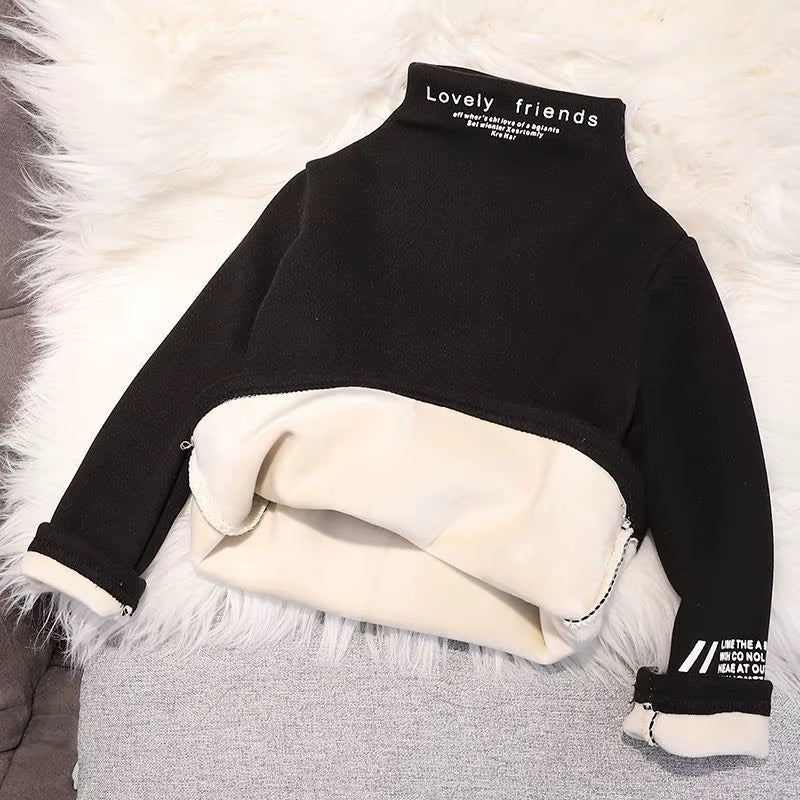 Toddler Boys Girls Sweatshirts Warm Autumn Winter Coat Sweater Baby Kids Long Sleeve Letter Print Tops for Children Clothes 2021