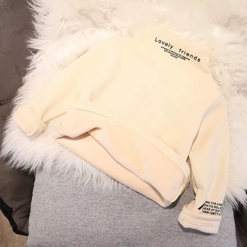 Toddler Boys Girls Sweatshirts Warm Autumn Winter Coat Sweater Baby Kids Long Sleeve Letter Print Tops for Children Clothes 2021